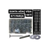 ACAR CİVATA 671 Adet Sunta Ağaç Vidası Pul Ve Uç Seti