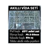 ACAR CİVATA 691 ADET AKILLI MATKAP UÇLU VİDA SETİ