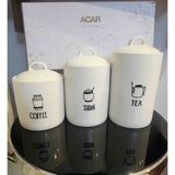 Acar Corey Collectıon 3 Lü Porselen Çay Kahve Şeker Kavanozu