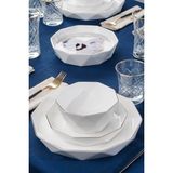 Acar Diamond Collection 6 Kişilik 24 Parça Yaldızlı Porselen Yemek Takımı Beyaz Renk