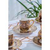 Acar Elodie 24K Altın Detaylı 6 Kişilik Porselen Kahve Fincan Takımı - 100 ml - Renkli