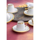 Acar Elora Krem 6 Kişilik Kahve Fincanı Takımı HXF-05919 - Krem - Altın - 90 ml