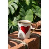 Acar Heart Porselen Kupa Kırmızı - 250 ml - Renkli