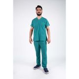 ACAR İŞ TEX Cerrahi Yeşil Erkek Likralı Hemşire Ve Doktor Forması Takımı Scrubs Hastane Üniforması Yeşil S