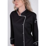 Acar İş Tex Kadın Siyah Chef Aşçı Ceket - XL - Siyah - Gri Jakarlı