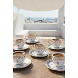 Acar Jasmine 6 Kişilik Porselen Kahve Fincan Takımı - 90 ml - Renkli