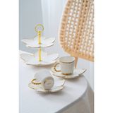 Acar Joyce 2 Kişilik Standlı Kahve Fincan Takımı Gold - 90 ml - Beyaz