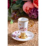 Acar KAI-07518 Parlin Pembe 6lı Kahve Fincan Takımı - 90 ml