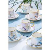 Acar KAI-08180 Orlo Karışık 6lı Porselen Kahve Fincan Takımı - 12 Adet - 90 ml