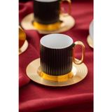 ACAR Koh-05839 Erika Porselen 4 Lü Çay Fincan Takımı 160ml Siyah
