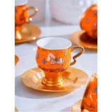 Acar KOH-07324 Passifolia 6lı Kahve Fincan Takımı - Turuncu - 90 ml