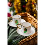 ACAR Limoges Yılbaşı 2 Kişilik Yeşil Hediye Kutu Kahve Fincanı Takımı - 90 ml KAI-06597/24-HKY Renkli KAI-06597/24-HKY