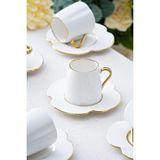 Acar Lotus 6 Kişilik Kahve Fincanı Takımı - 90 Ml Beyaz
