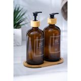 Acar Louvre Bambu Standlı 2'li Sıvı Sabunluk - 500 ml