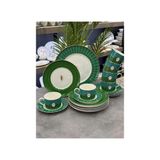 Acar Lumiere Yeşil 6 Kişilik 19 Parça Porselen Pasta-Ikram Seti NCY-08548 - Çok Renkli