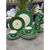 Acar Lumiere Yeşil 6 Kişilik 19 Parça Porselen Pasta-İkram Seti Ncy-08548