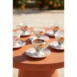Acar Lunara 6 Kişilik Porselen Kahve Fincan Takımı - 100 ml - Renkli