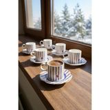 Acar Mabel 6 Kişilik Porselen Kahve Fincanı Takımı - 90 ml - Renkli
