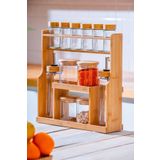 ACAR Malibu Bambu Standlı 12 li Borosilikat Cam Baharatlık Seti