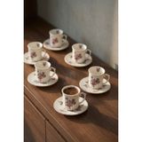 Acar Margot 6 Kişilik Porselen Kahve Fincan Takımı - 100 ml - Renkli