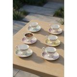 Acar Margot 6 Kişilik Porselen Kahve Fincan Takımı - 90 ml - Renkli