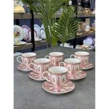 Acar Marinette 6 Lı Porselen Çay Fincan Takımı Pink - Renkli - 200 ml