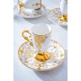 Acar Marise 6 Kişilik Kahve Fincan Takımı - 90 ml - Altın - Sarı
