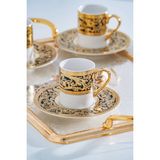 Acar Martha 24K Altın Detaylı 6 Kişilik Porselen Kahve Fincan Takımı - 90 ml - Renkli