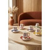 Acar Monıca Hand Made 6 Kişilik Porselen Kahve Fincan Takımı 90 ml - Renkli