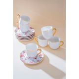 Acar Natalie 6 Kişilik Kahve Fincan Takımı - 90 ml - Renkli