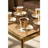 Acar Nicoline 24K Altın Detaylı 6 Kişilik Porselen Kahve Fincan Takımı - 90 ml - 12 Adet