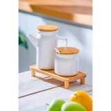 ACAR Pamira Bambu Standlı Yağlık & Baharatlık Seti YAM-07544/12 Beyaz YAM-07544/12