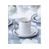 ACAR Paulo Beyaz Silver 6 Kişilik Kahve Fincan Takımı - 90 ml