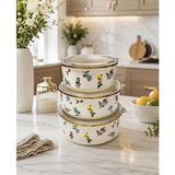 Acar Petit Fleur Collection Emaye 3lü Saklama Kabı XAP-10439 - Çok Renkli - Yok