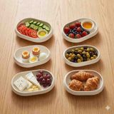 Acar Porselen 6 Li Kahvaltı & Meze Sunum Tabağı Seti - 1BW-Beyaz
