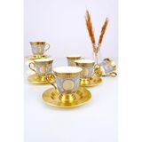 Acar Porselen Magnus 6 Kişilik Kahve Fincan Takımı Gold Yaldızlı Desen-1 - KOH-05014 - Altın