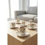 Acar Portia 6 Kişilik Porselen Kahve Fincan Takımı - 90 ml - Renkli