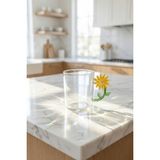 Acar Pureglass Çiçek Kulplu Cam Kupa - 350 ml - Şeffaf