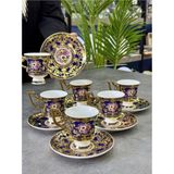 Acar Queen Victorya 24K Altın Kaplama 6 Fincan Takımı Rosalind - 12 Adet - 90 ml