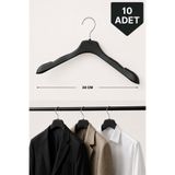 Acar Raf 10'lu Askı Siyah Lüks Plastik - Gömlek, Tişört, Pantolon, Tunik Ve Bluz Askısı