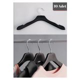 Acar Raf 10'lu Askı Siyah Lüks Plastik - Gömlek, Tişört, Pantolon, Tunik Ve Bluz Askısı