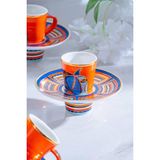 Acar Ranger 6 Kişilik Porselen Kahve Fincanı Takımı - 90 ml - Renkli