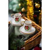 Acar Rennes 2 Kişilik Kurdele Kahve Fincanı Takımı - 90 ml - Beyaz