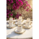 Acar Ridge 6 Kişilik Porselen Kahve Fincanı Takımı - 90 ml - Renkli