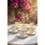Acar Rome 6 Kişilik Porselen Kahve Fincanı Takımı - 90 ml - Renkli