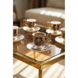 Acar Rosalind 24K Altın Detaylı 6 Kişilik Porselen Kahve Fincan Takımı - 90 ml