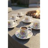 Acar Ross 6 Kişilik Porselen Kahve Fincan Takımı - 90 ml - Renkli
