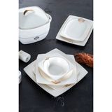 Acar Savanna 60 Parça 12 Kişilik Beyaz Porselen Yemek Takımı Modern Desenli Tasarım