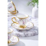 Acar Scarlet 6 Kişilik Beyaz Kahve Fincanı Takımı - 90 ml - Renkli