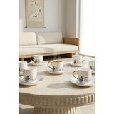 Acar Sophia 6 Kişilik Porselen Kahve Fincan Takımı - 90 ml - Renkli